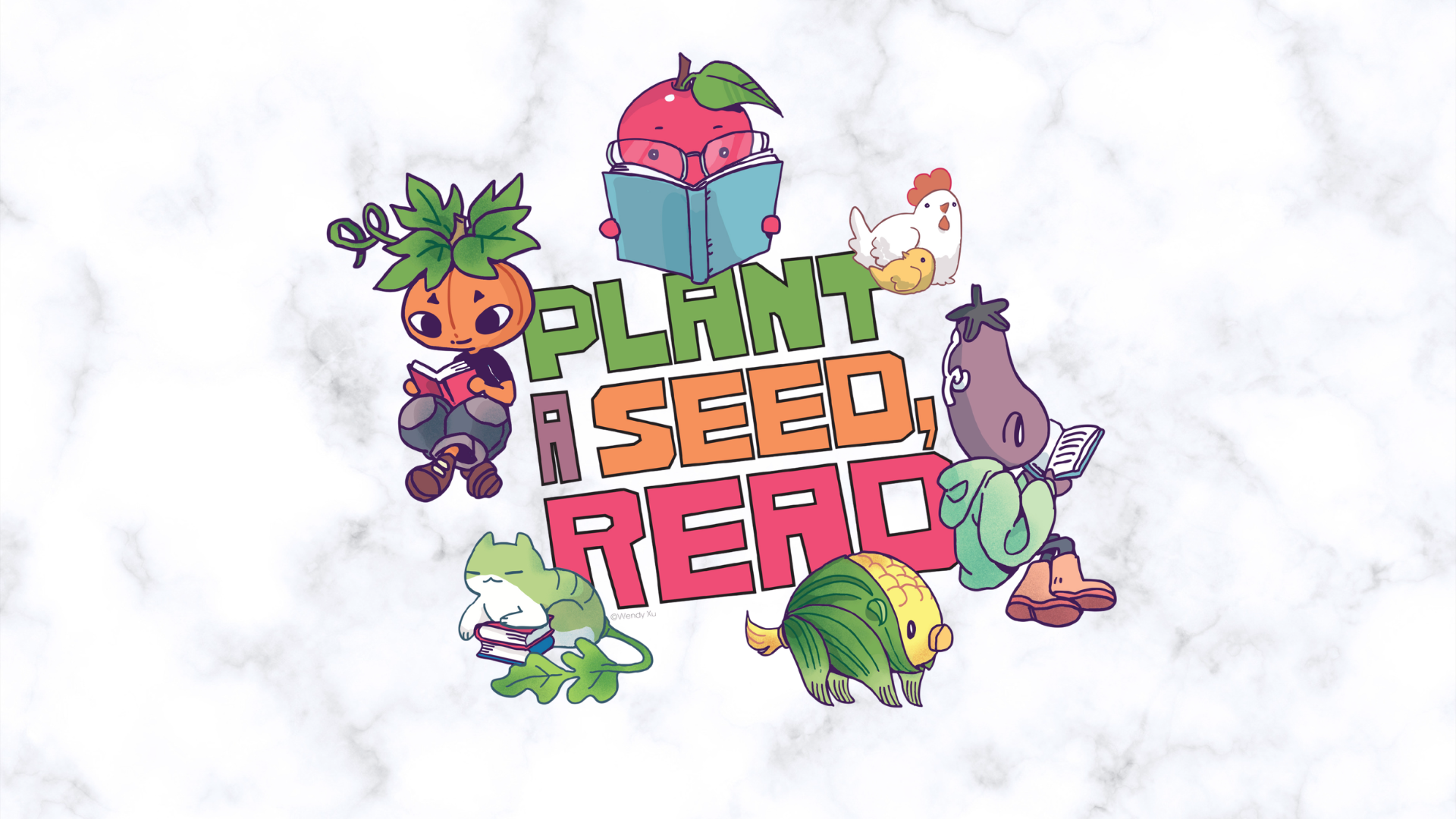 Teen summer reaading logo with vegetable characters.