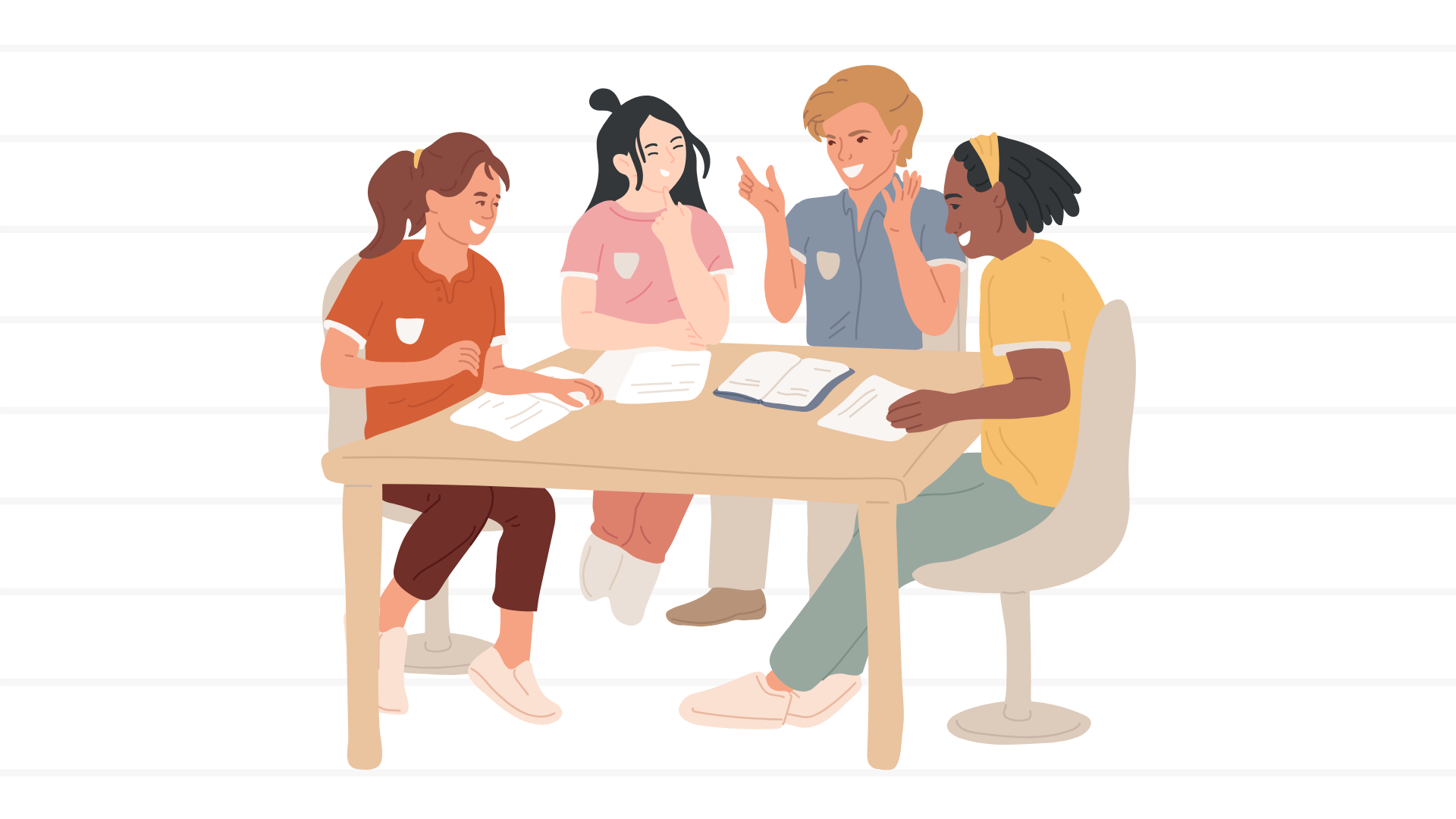 Image of teens sitting at a table.