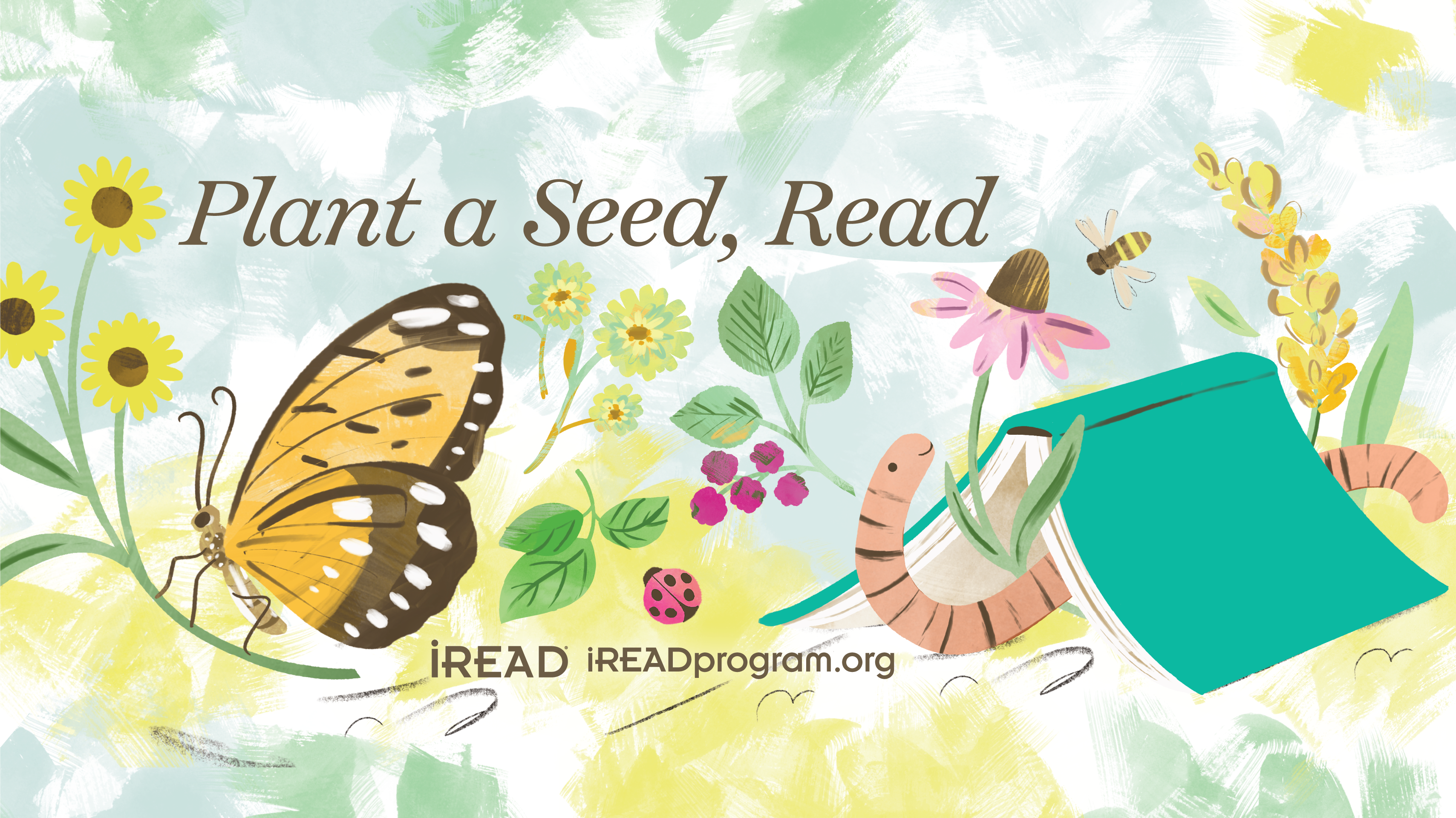 Plant a seed read summer reading program with butterflies and a book.