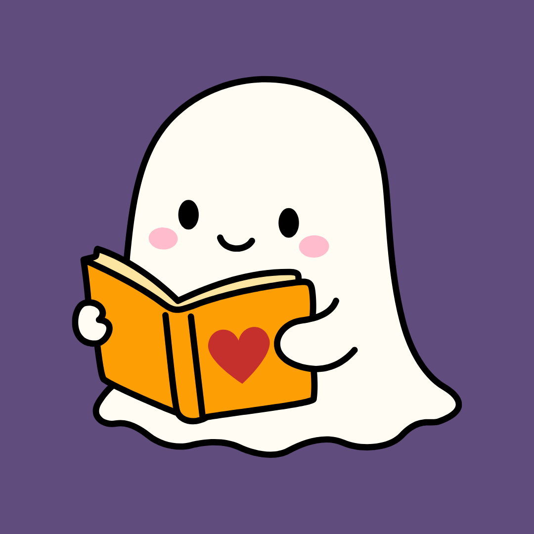 Ghost reading a romance book.
