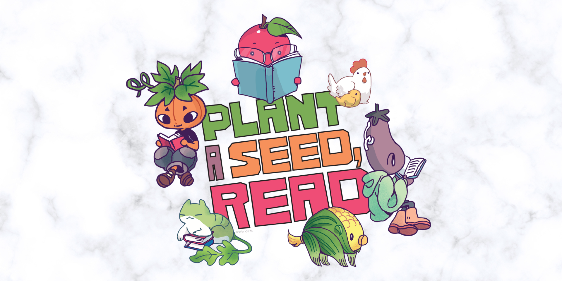 Teen summer reaading logo with vegetable characters.