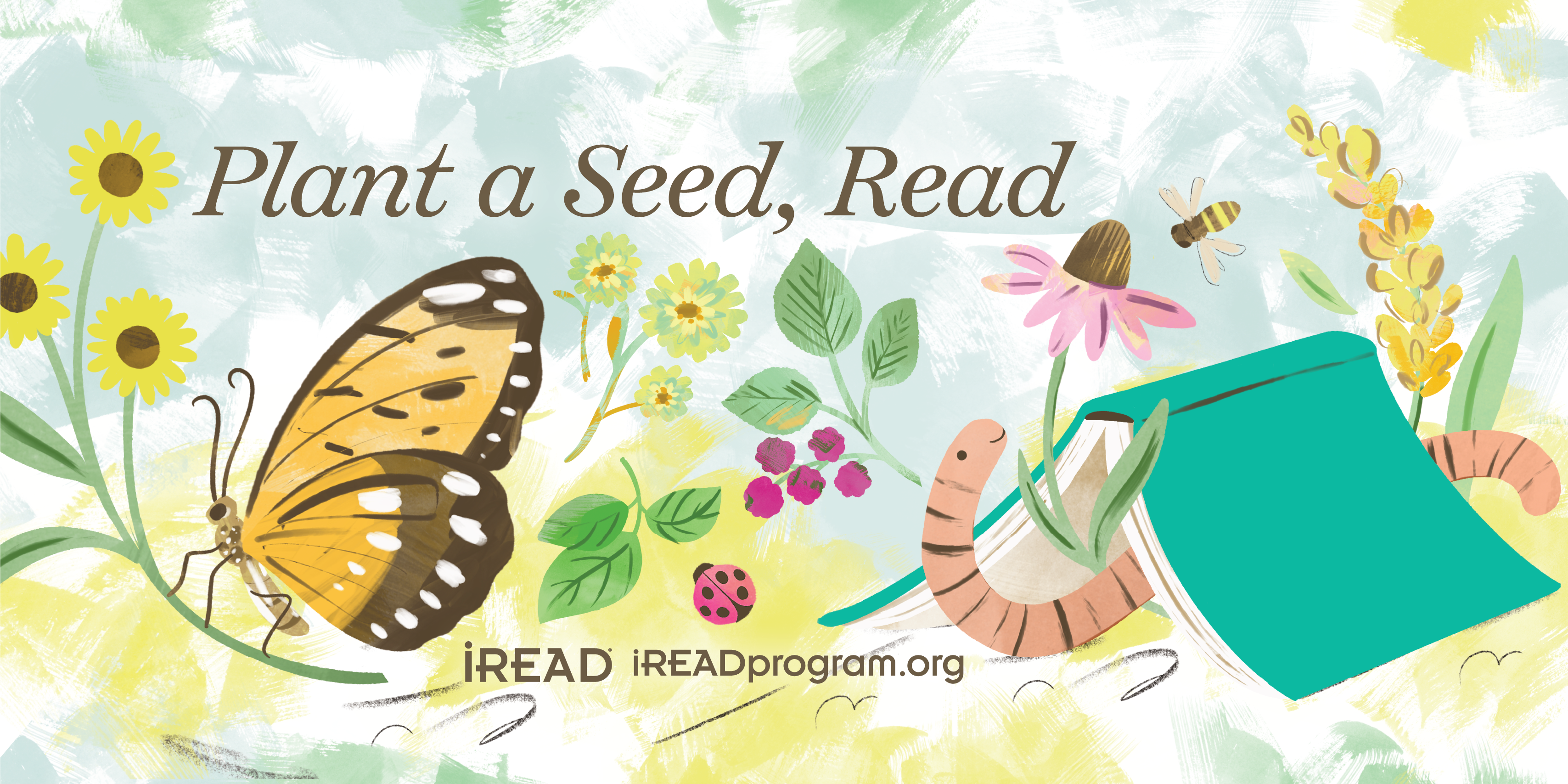 Plant a seed read summer reading program with butterflies and a book.